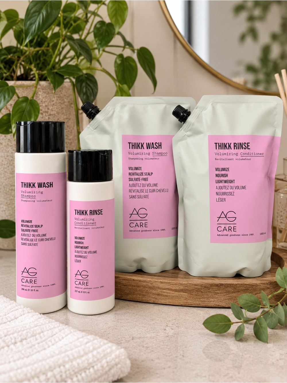 AG Care THIKK Wash & Rinse Volumizing Shampoo Conditioner + Refills